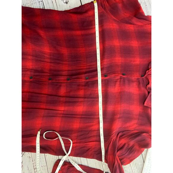 Ava & Viv Button Front Flannel Womens 2X Plaid Red Collar Long Sleeve Tunic - Picture 6 of 10